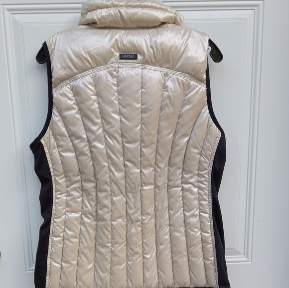 Calvin Klein Performance Cream Black Quilted Down Vest Women’s Size Large - Picture 5 of 8